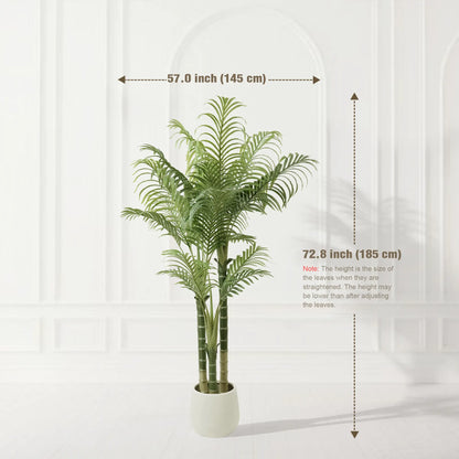 4/5/6FT Faux Areca Palm Tree with Modern White Pot - 3 Trunk Artificial Plant Premium Artificial Tropical Plant for Home Office