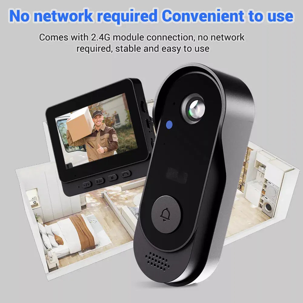 1080P Wireless Smart Video Doorbell Camera with IPS Screen and 2.4G Intercom System