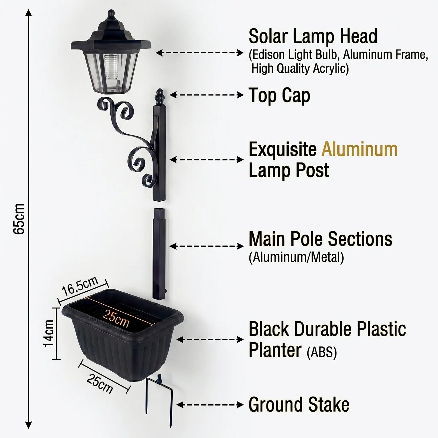 2 in 1 Solar Post Light with Planter ,Waterproof Decorative Lamp, Patio, Front/Back Door,Porch Roadside Decoration Outdoor Pathway, Yard Lawn Driveway Sidewalk Walkway Garden Decor Solarlight Gift
