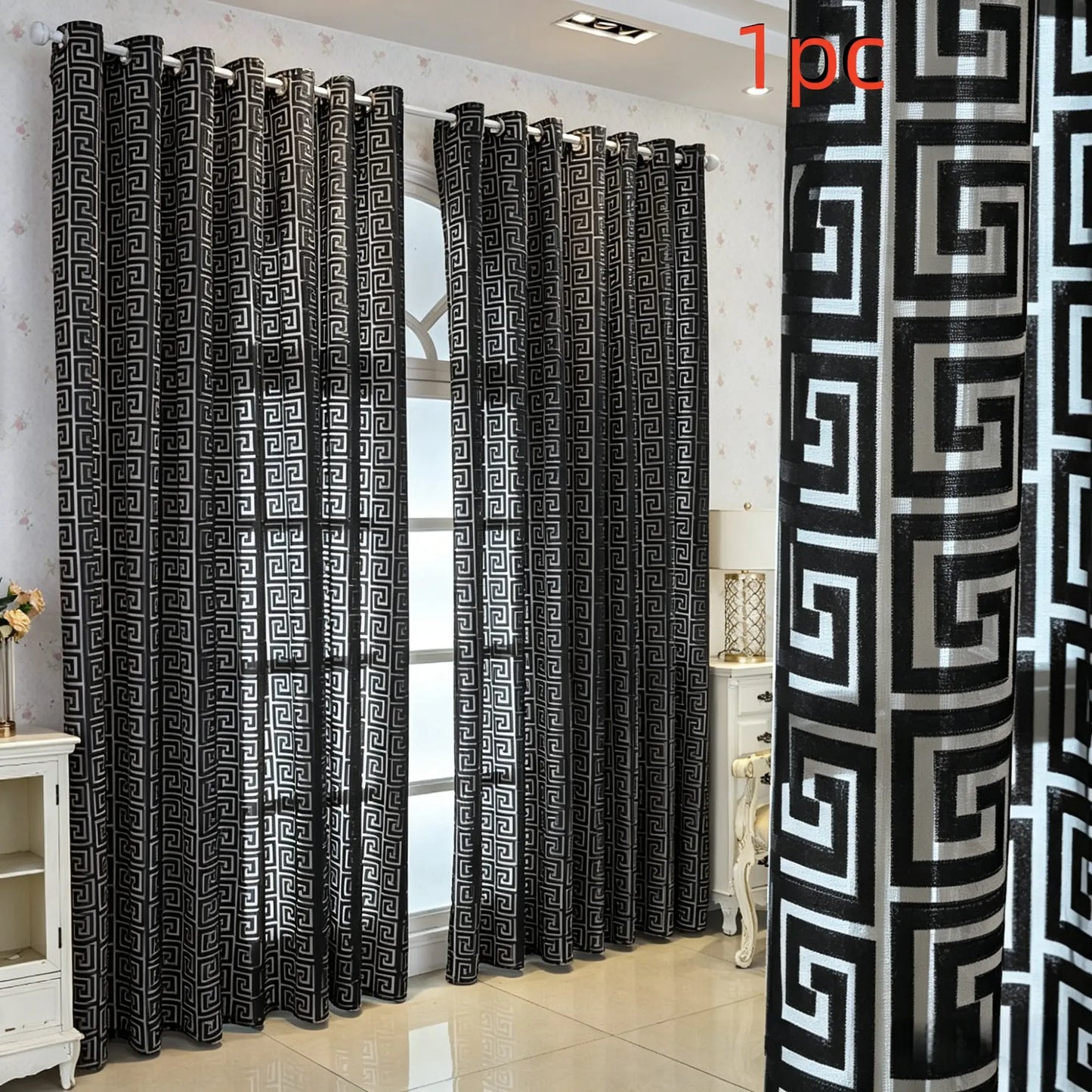 Luxury Embroidered Hollow Out Window Curtain, Top Ring Hanging Drapes for Bedroom and Living Room Partition Home Decor in Minimalist Style