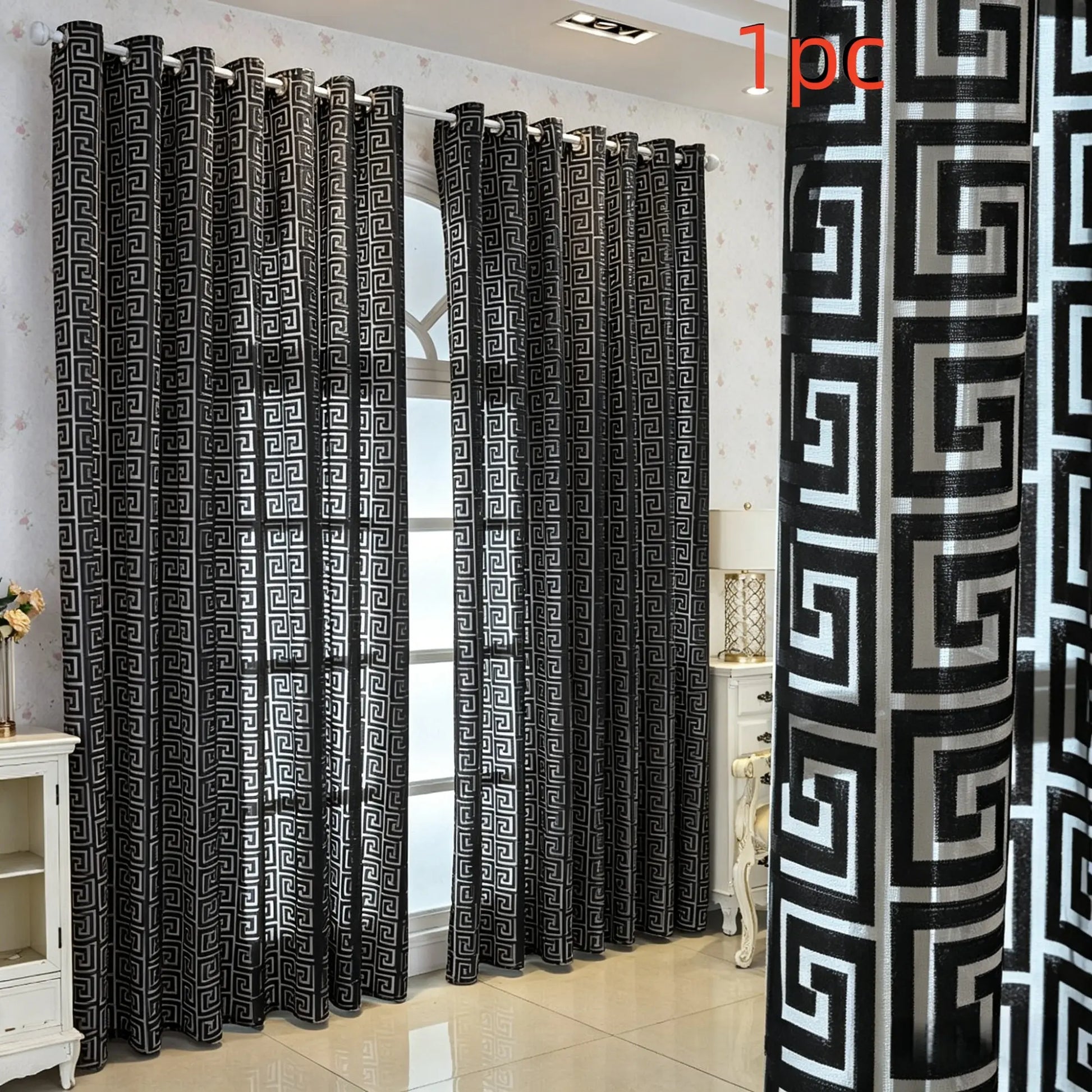 Luxury Embroidered Hollow Out Window Curtain, Top Ring Hanging Drapes for Bedroom and Living Room Partition Home Decor in Minimalist Style