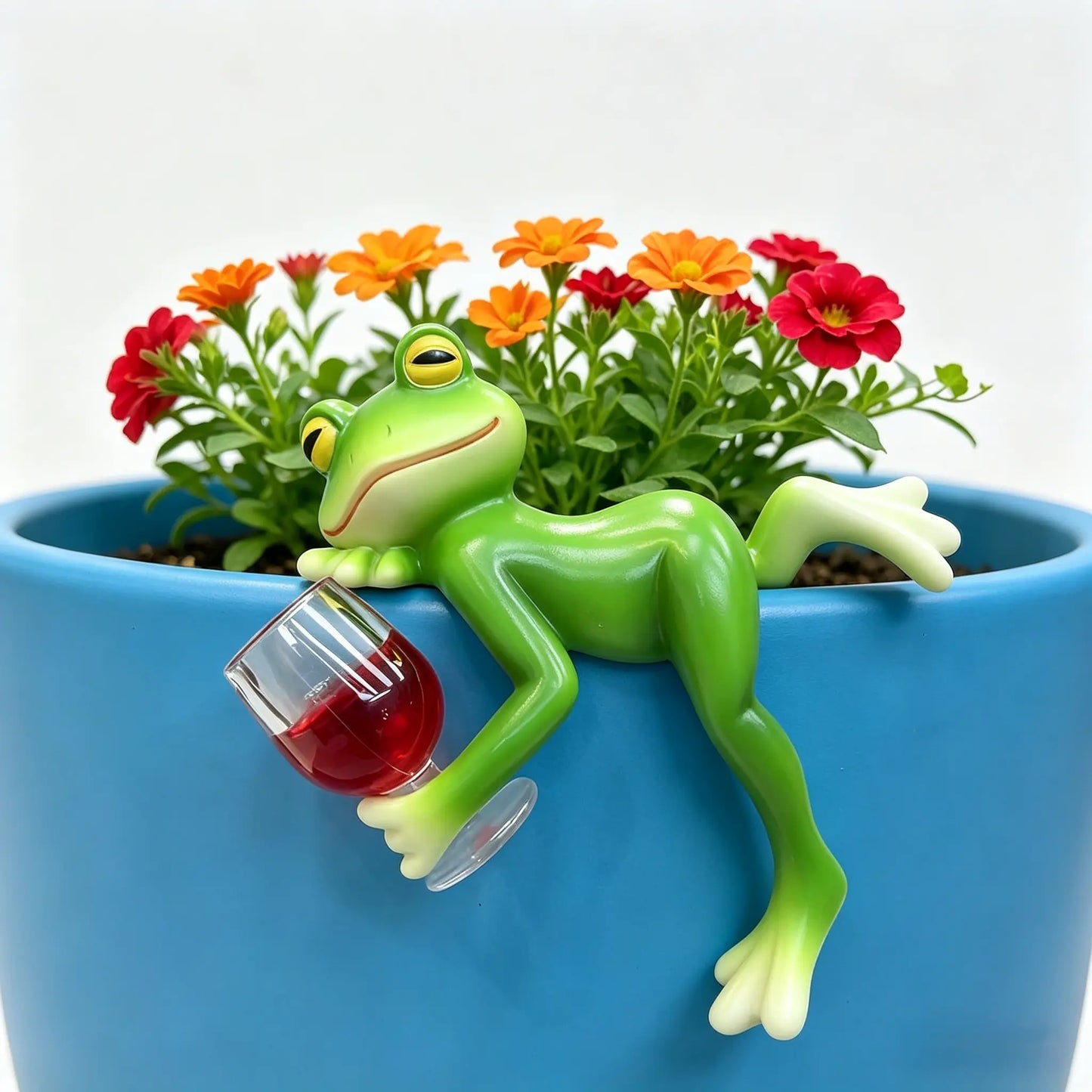 Funny Frog Garden Decor Adorable Lawn Ornament for Yard & Garden Perfect Outdoor Gift for Women Who Love Plants Durable Weather Resistant Flower Pot Figurine,Summervibes
