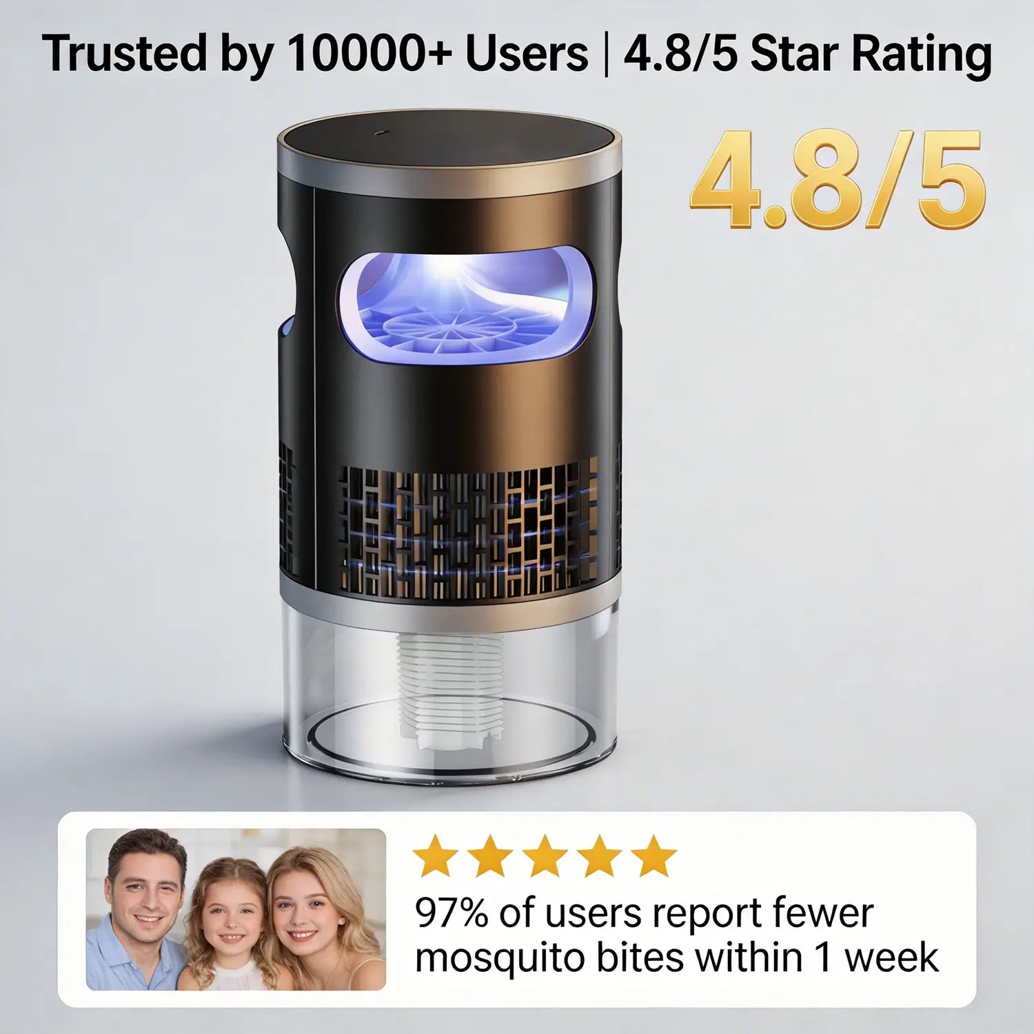 2026 Upgraded Indoor Plug-In Bug Zapper – UV Light & Suction Flying Insect Trap, Ultra-Quiet Design ，Electric Mosquito Killer, Fly Trap & Gnat Catcher for Bedroom, Kitchen, Indoor Plants & Home