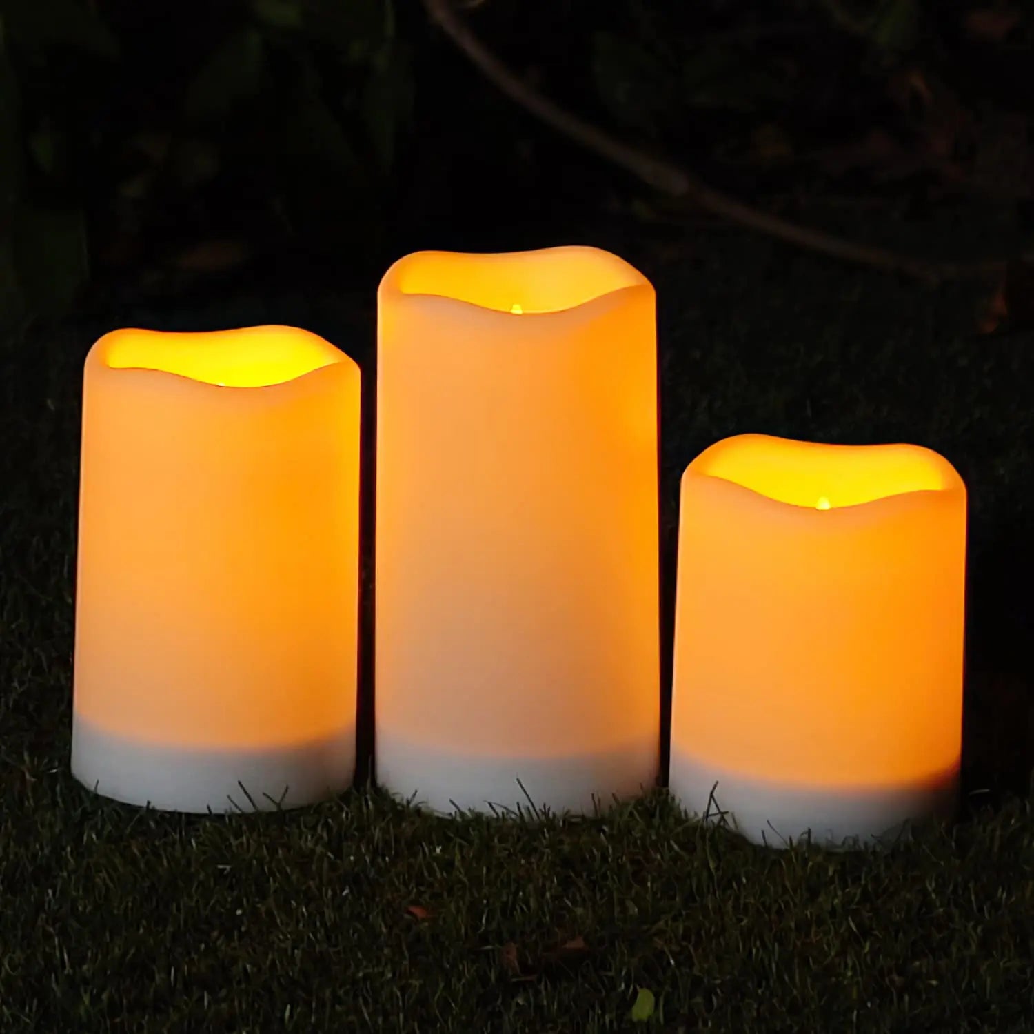 【 Set of 3】Solar Powered Candles Outdoor Waterproof, Flickering Glow, Rechargeable Candles, Solar Powered Candles F0Or Outside, Lanterns, Sensor Only, Dusk to Dawn#Summervibes