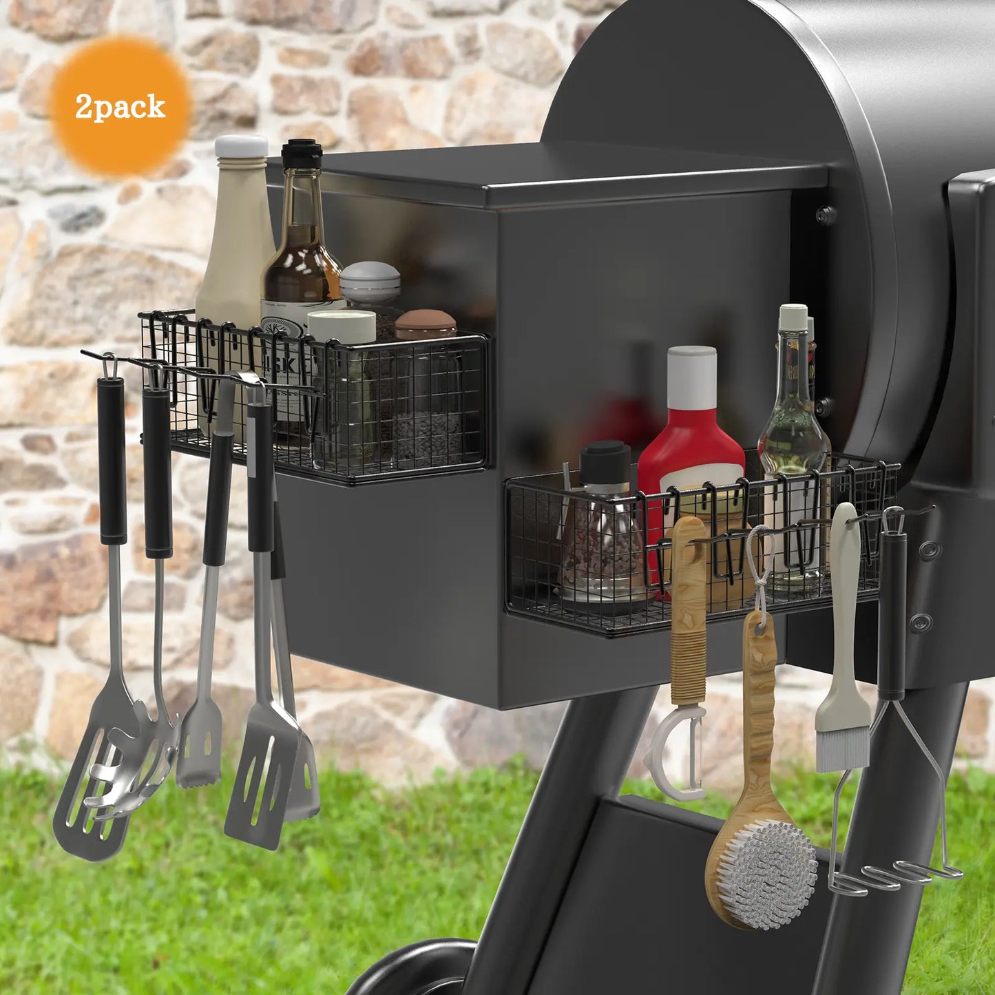 Magnetic Storage Bins & Paper Towel Holder for Traeger Smoker Grills Ironwood 885 Pro Series 34 22 D2 575 780 650 Z-Grills Pit Boss Utensils