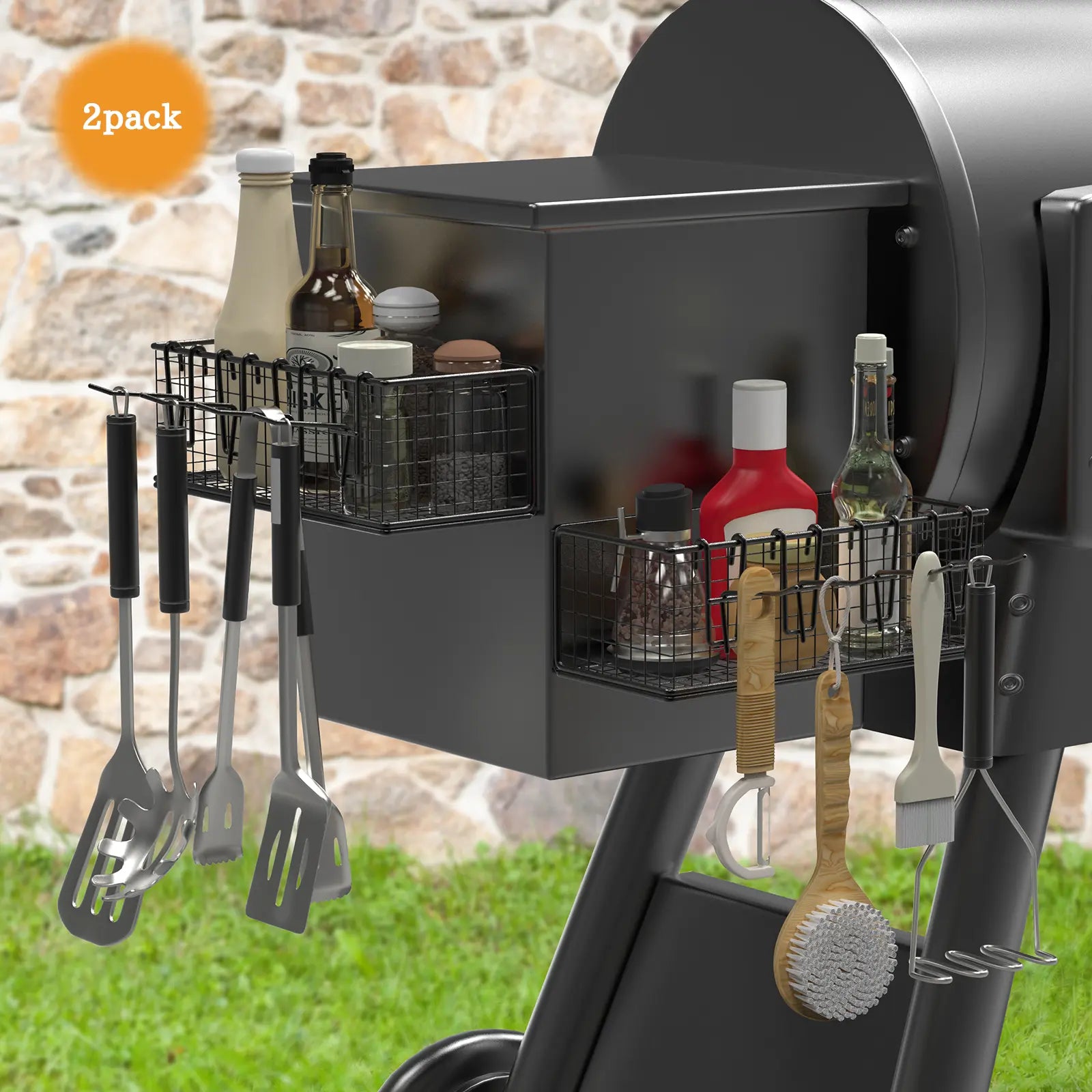Magnetic Storage Bins & Paper Towel Holder for Traeger Smoker Grills Ironwood 885 Pro Series 34 22 D2 575 780 650 Z-Grills Pit Boss Utensils
