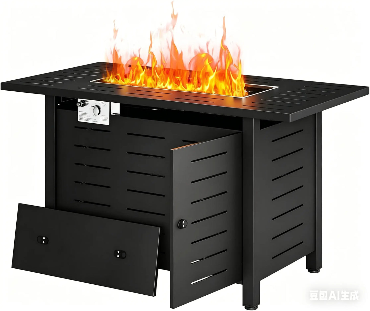 Aoxun 40 Inch Propane Fire Pit–50,000 BTU Gas Fire Pit Table with Removable Lid & Lava Rocks, Rectangle Firepit Table for Outside, Patio, Deck, Backyard, Black
