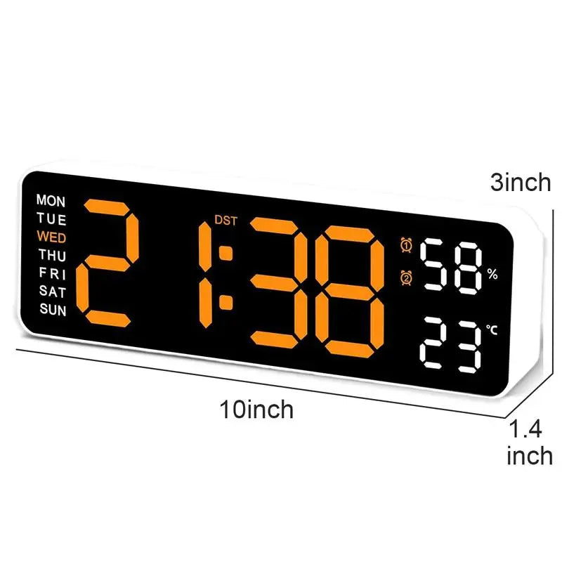 LED Digital Wall Clock with Mount and Switch - Dimmable Large Display, Countdown Timer, DST, Date, Week, Temperature - Modern Home Decor for Bedroom and Office - Ideal Gift for Mother's Day and Room Decor