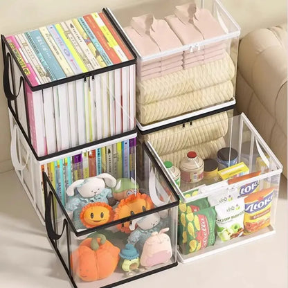 Transparent Plastic Storage Box Set (1 Piece), Large Capacity Book and Clothing Organizer, Space Saving Home and Office Design