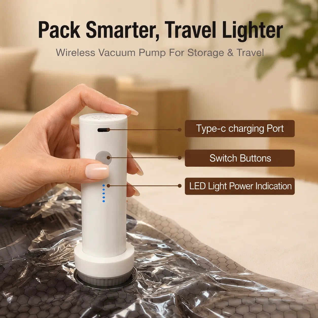BLOOM LL [2026 Upgraded Edition] — 9/12/15/27-Piece Leak-Proof Vacuum Travel Storage Bag Set. Includes Rechargeable Cordless Electric Air Pump. Ideal for Clothing, Bedding, Luggage, Suitcases, and Moving Storage.