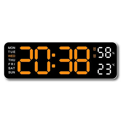 Bedroom Clock with Auto Dimming, 9.5 Inch Large LED Digital Clock with Temperature Humidity, Dual Alarm Clock with Snooze for Bedside, DST 12/24H Desk/Wall Clock Modern Home Decor for Bedroom & Office, Gifts for the Bedroom, Room Decor, Outdoorfun