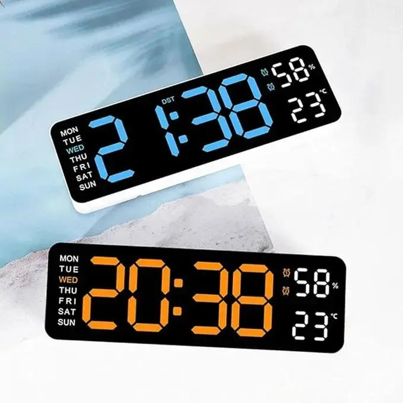 Bedroom Clock with Auto Dimming, 9.5 Inch Large LED Digital Clock with Temperature Humidity, Dual Alarm Clock with Snooze for Bedside, DST 12/24H Desk/Wall Clock Modern Home Decor for Bedroom & Office, Gifts for the Bedroom, Room Decor, Outdoorfun