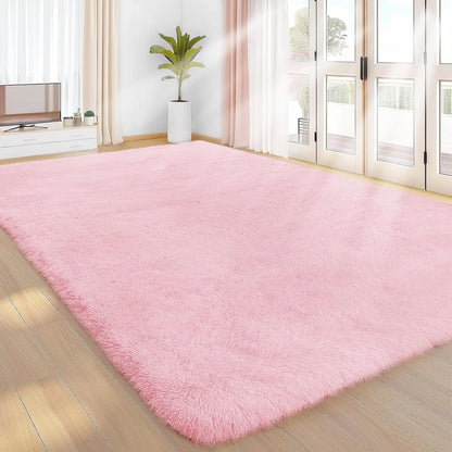 Modern Long Shag Rug, Fluffy Area Rug, Polyester Fiber Rectangular Carpet for Living Room & Bedroom, Home Use, Multiple Sizes Available #GLOBAL PICKS