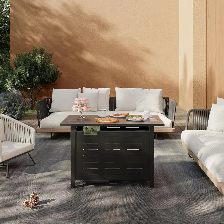 Aoxun 40 Inch Propane Fire Pit–50,000 BTU Gas Fire Pit Table with Removable Lid & Lava Rocks, Rectangle Firepit Table for Outside, Patio, Deck, Backyard, Black