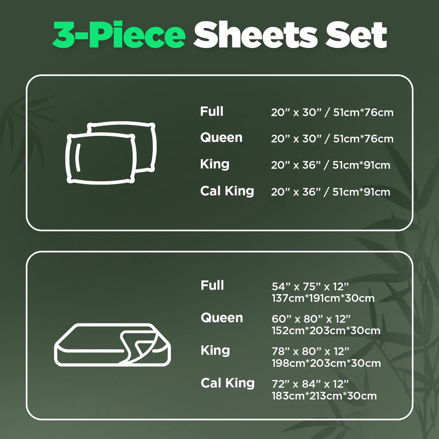 Emircey 3-Piece Bamboo Sheet Set (1 Fitted Sheet + 2 Pillowcases) – Luxurious, Breathable, Cooling Bedding for Home and Dorm Use, Perfect Gift for Any Occasion