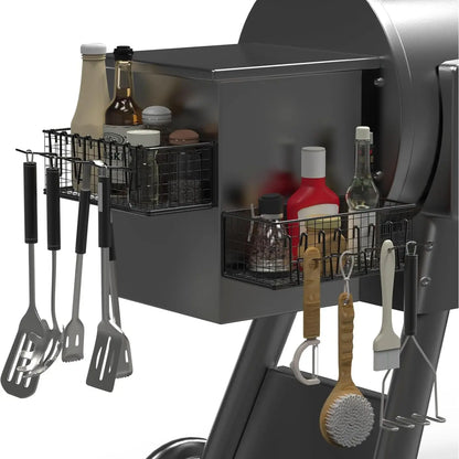 Magnetic Storage Bins & Paper Towel Holder for Traeger Smoker Grills Ironwood 885 Pro Series 34 22 D2 575 780 650 Z-Grills Pit Boss Utensils