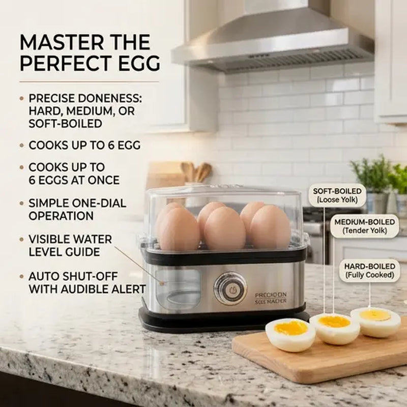 6-Egg Capacity Electric Egg Boiler, Auto Shut-Off Safety, Hard-Boiled Poached Scrambled Eggs, Quick Meal Prep, Multifunction Dumpling Steamer Lid. Summervibes.