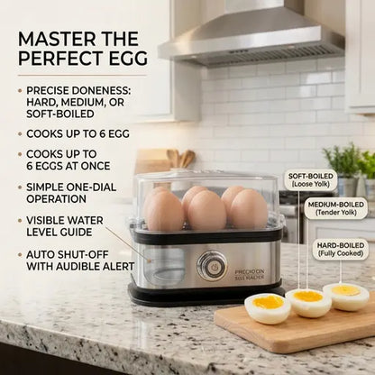 6-Egg Capacity Electric Egg Boiler, Auto Shut-Off Safety, Hard-Boiled Poached Scrambled Eggs, Quick Meal Prep, Multifunction Dumpling Steamer Lid. Summervibes.