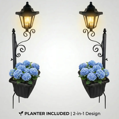 2 in 1 Solar Post Light with Planter ,Waterproof Decorative Lamp, Patio, Front/Back Door,Porch Roadside Decoration Outdoor Pathway, Yard Lawn Driveway Sidewalk Walkway Garden Decor Solarlight Gift