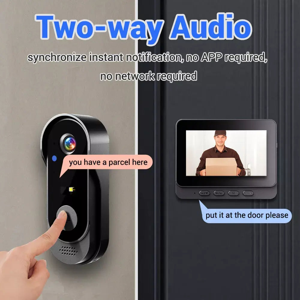 1080P Wireless Smart Video Doorbell Camera with IPS Screen and 2.4G Intercom System
