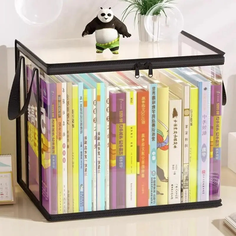 Transparent Plastic Storage Box Set (1 Piece), Large Capacity Book and Clothing Organizer, Space Saving Home and Office Design