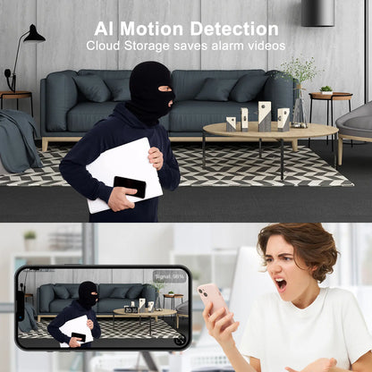 4K Wireless Indoor Security Camera Clock with Night Vision and Motion Detection