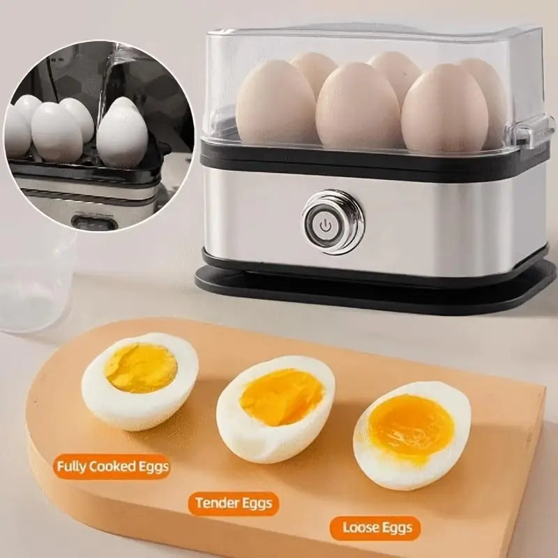 6-Egg Capacity Electric Egg Boiler, Auto Shut-Off Safety, Hard-Boiled Poached Scrambled Eggs, Quick Meal Prep, Multifunction Dumpling Steamer Lid. Summervibes.