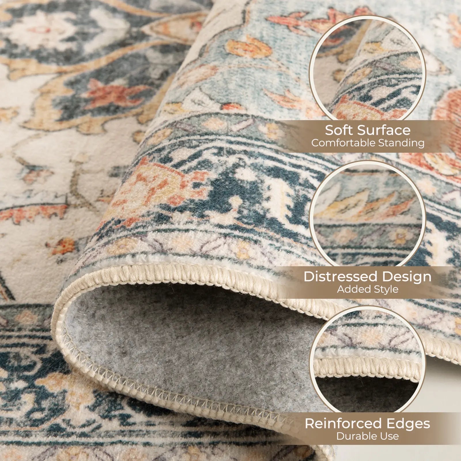 Summervibes BESTSWEETIE 2Pcs Kitchen Runner Rug Large Boho Area Rug Set Geometric Farmhouse Mat Non Slip Washable Mat for Kitchen Living Room Entryway Laundry Room