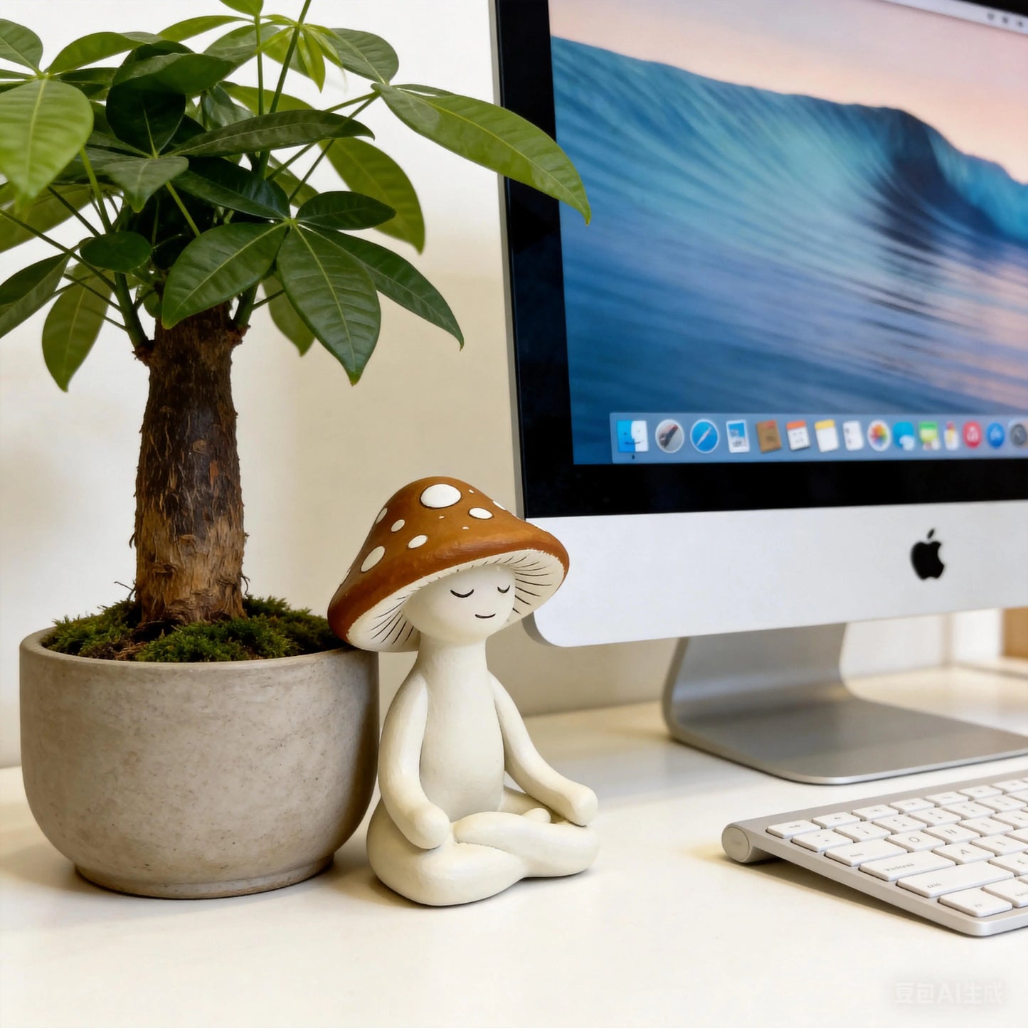Meditation Mushrooms Decorative Figurine, Statue, Zen Meditation Mushroom Ornament, Relaxation and Peaceful Home Decoration