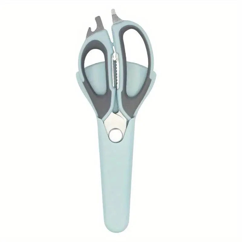 7-In-1 Multifunctional Kitchen Scissors - Detachable Stainless Steel Blade Shears with Magnetic Holder, Ergonomic Handles, Compact Storage, Cutting for Meat & Poultry, Pastel Pink, Light Blue