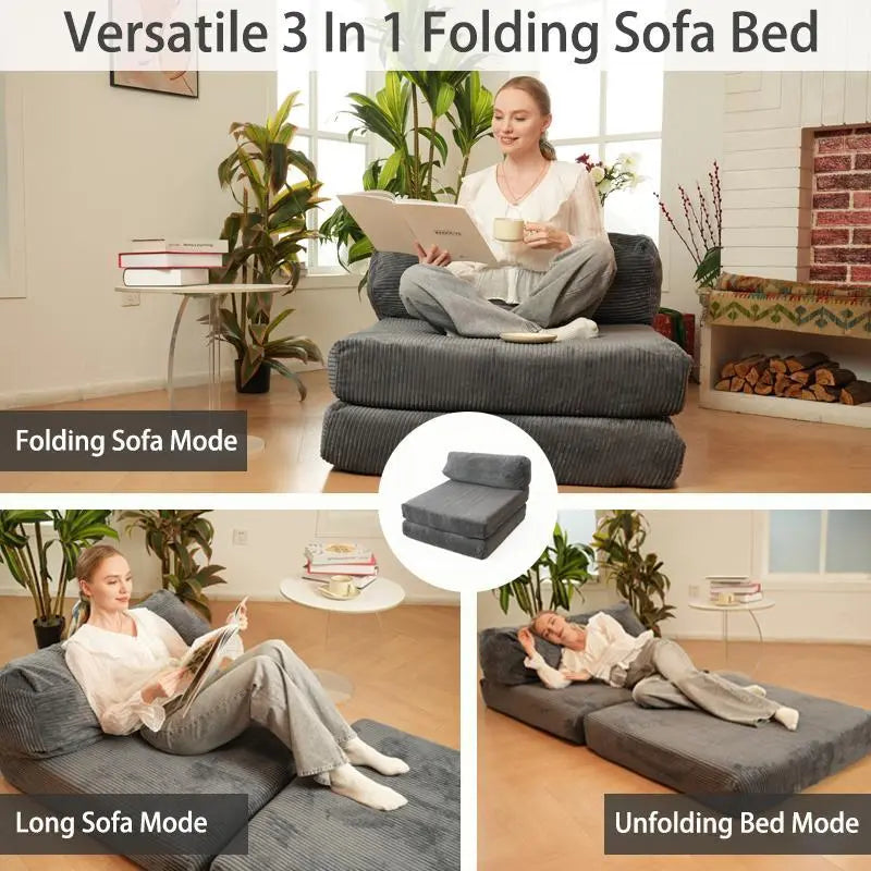 Apartment Must-Have: Foldable Sofa Bed. Memory Foam Mattress & Easy Setup