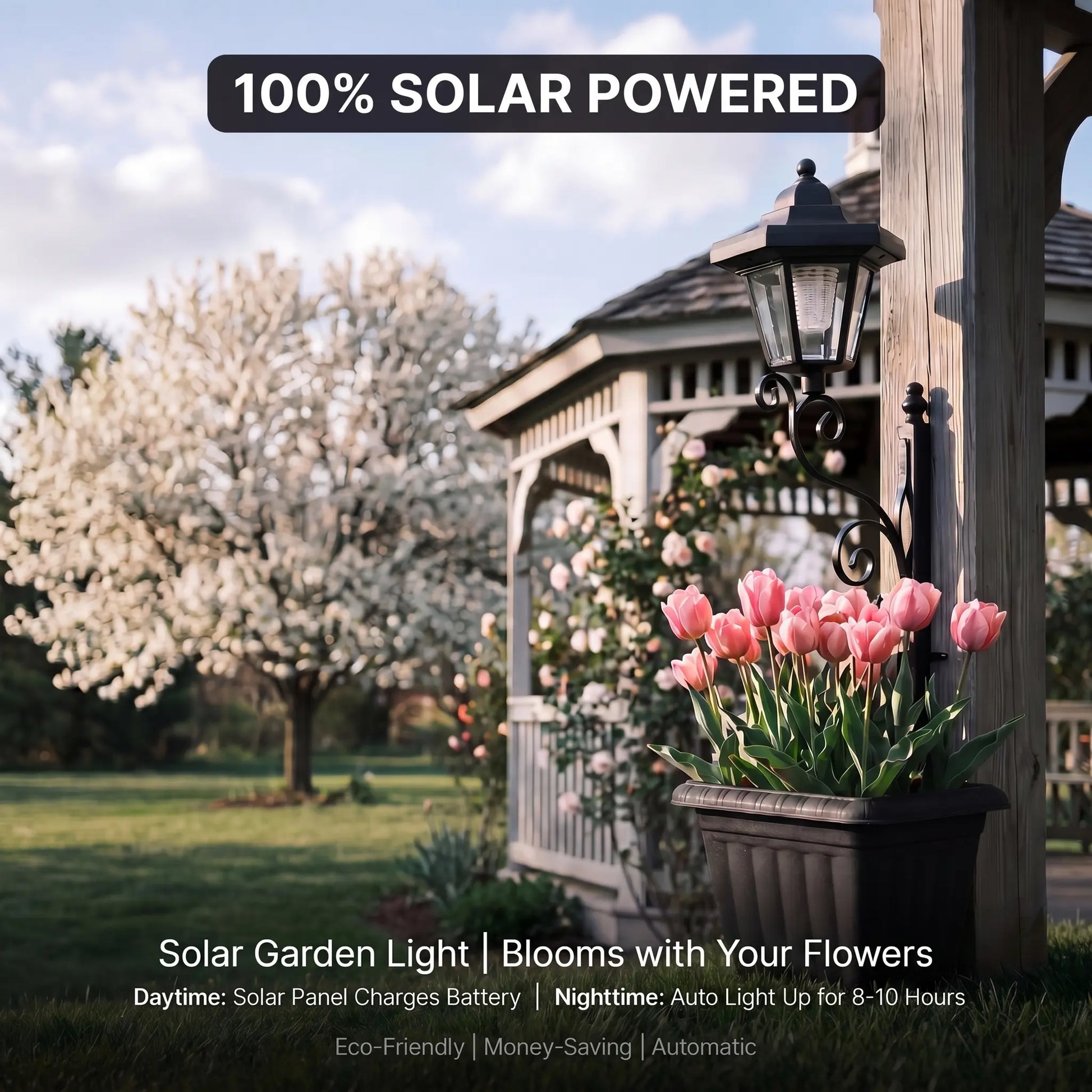 2 in 1 Solar Post Light with Planter ,Waterproof Decorative Lamp, Patio, Front/Back Door,Porch Roadside Decoration Outdoor Pathway, Yard Lawn Driveway Sidewalk Walkway Garden Decor Solarlight Gift