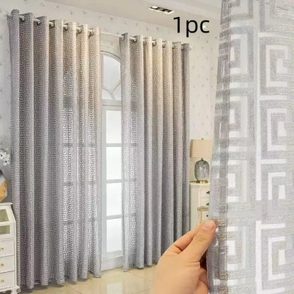 Luxury Embroidered Hollow Out Window Curtain, Top Ring Hanging Drapes for Bedroom and Living Room Partition Home Decor in Minimalist Style