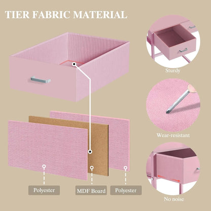 Makeup Vanity Desk with Mirror and Lights, Small Makeup Vanity with Fabric Storage Drawer & Chair & Shelves, Pink Vanity with Fold-Up Panel and Power Outlet for Bedroom