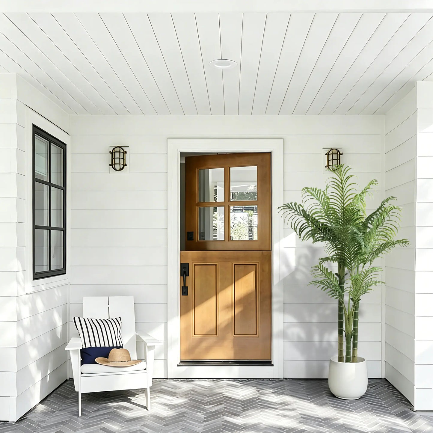 4/5/6FT Faux Areca Palm Tree with Modern White Pot - 3 Trunk Artificial Plant Premium Artificial Tropical Plant for Home Office