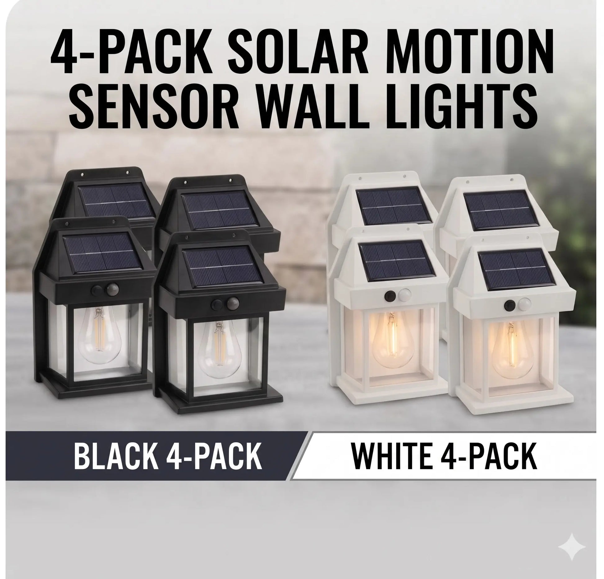 1/2/4PCS Solar Outdoor Wall Lights with Motion Sensor – IP65 Waterproof Garden Security Lighting, 3 Modes (Auto Dusk-To-Dawn), Wireless Decorative Lights for Patios, Villas, and Pathways (Modern Black Design)