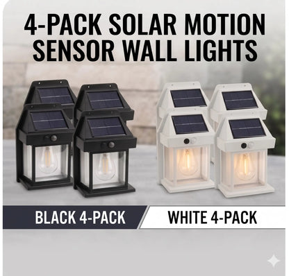 1/2/4PCS Solar Outdoor Wall Lights with Motion Sensor – IP65 Waterproof Garden Security Lighting, 3 Modes (Auto Dusk-To-Dawn), Wireless Decorative Lights for Patios, Villas, and Pathways (Modern Black Design)