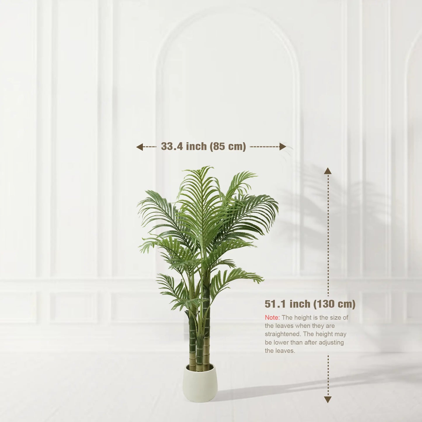 4/5/6FT Faux Areca Palm Tree with Modern White Pot - 3 Trunk Artificial Plant Premium Artificial Tropical Plant for Home Office