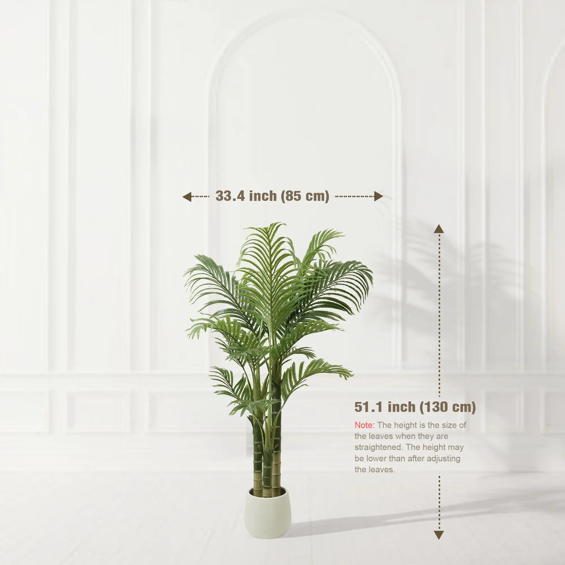 4/5/6FT Faux Areca Palm Tree with Modern White Pot - 3 Trunk Artificial Plant Premium Artificial Tropical Plant for Home Office