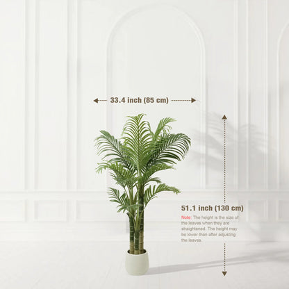 4/5/6FT Faux Areca Palm Tree with Modern White Pot - 3 Trunk Artificial Plant Premium Artificial Tropical Plant for Home Office
