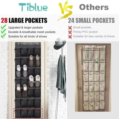 Over the Door Shoe Rack With12/14/24/28/35/40 Large Mesh Pockets Hanging Shoe Organizer for Closet Hanging Shoe Rack Holder Shoe Storage Bag