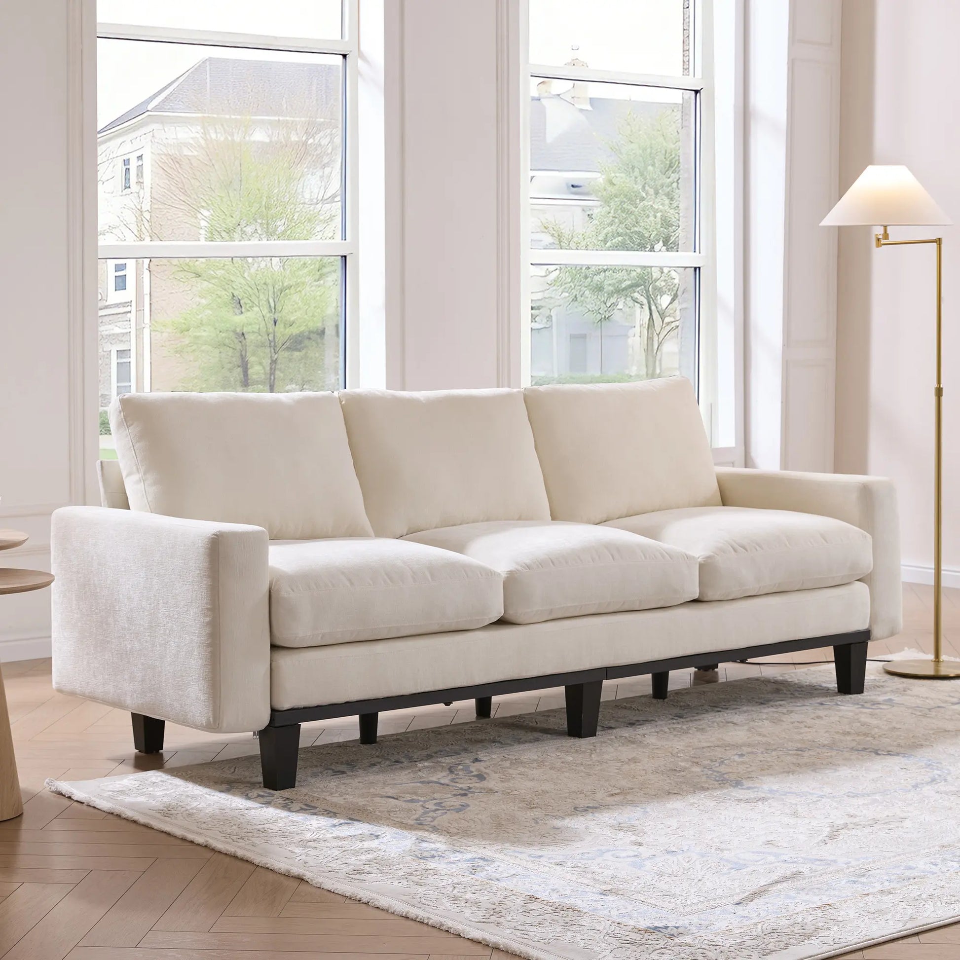 AMERLIFE Modern 3 Seater Sofa with Deep Seat, Fabric Couch for Living Room, Full Metal Support, Pet-Friendly Comfy Sofa, Standard Couch for Bedroom & Apartment