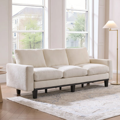AMERLIFE Modern 3 Seater Sofa with Deep Seat, Fabric Couch for Living Room, Full Metal Support, Pet-Friendly Comfy Sofa, Standard Couch for Bedroom & Apartment