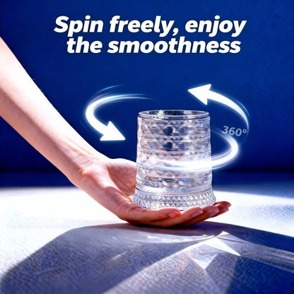 Luxury 360° Rotating Crystal Glass - Star-Cut Stress Relief Whiskey and Wine Glass, Sophisticated European Barware Gift
